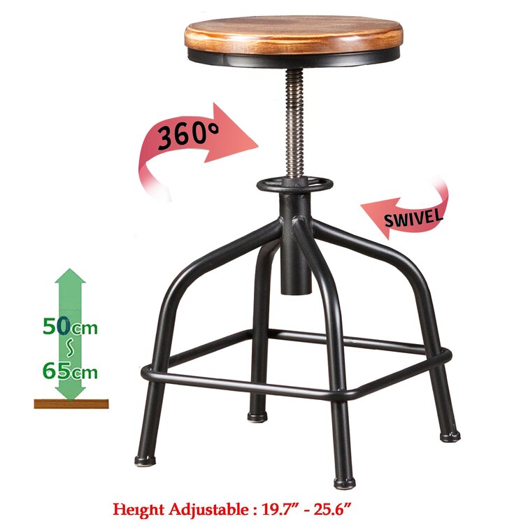 Williston Forge Dicle Swivel Solid Wood Adjustable Height Stool